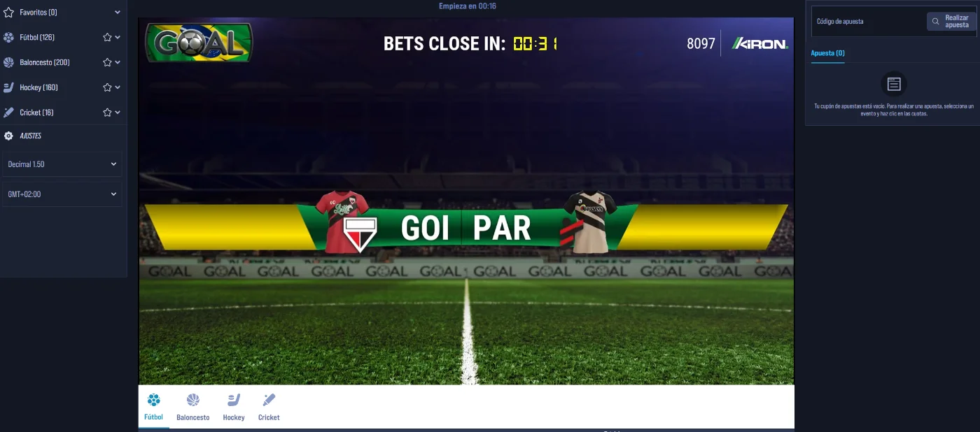 VegasHero Deportes fútbol virtual Kiron con opciones de apuesta en tiempo real